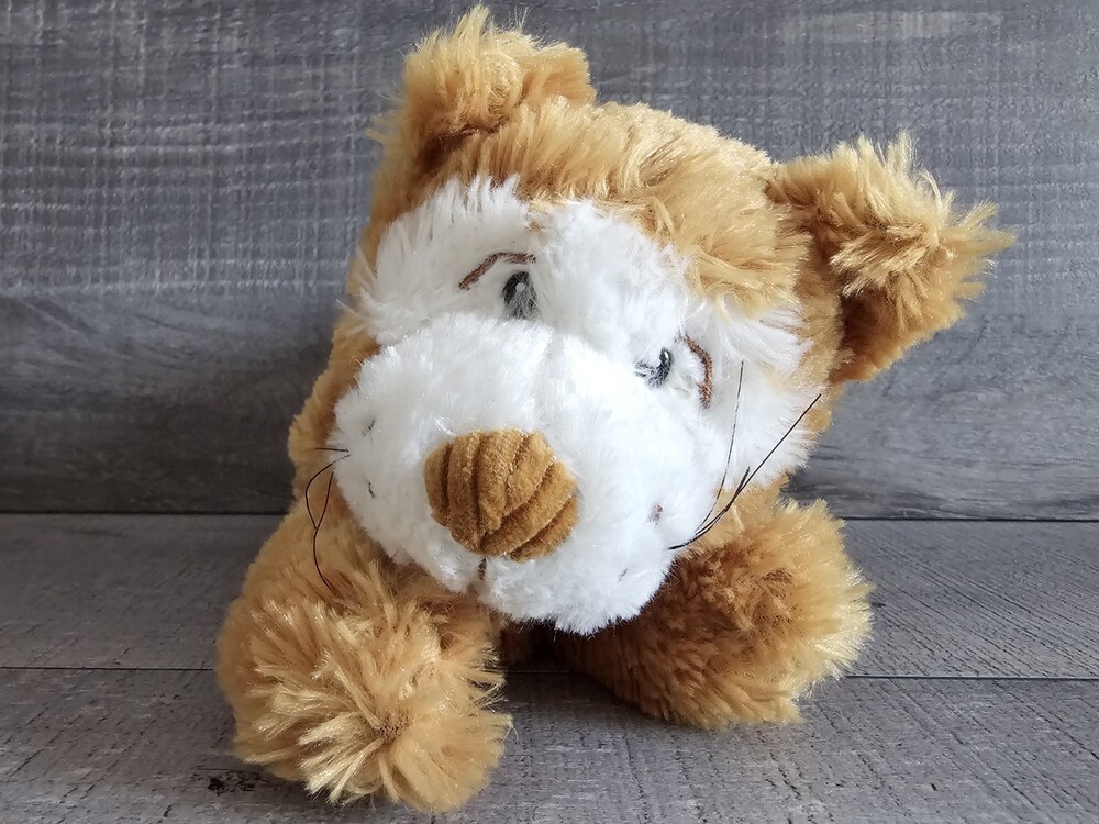 Russ Berrie CALIE Kitty Cat Golden Brown Cream Soft Fur 13" Plush Corduroy Nose
